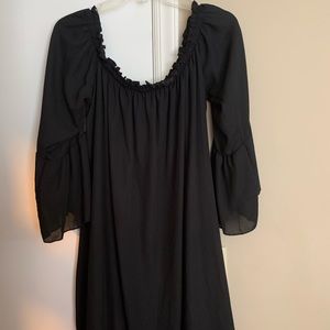 Off shoulder bell sleeve black dress